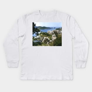 Colorized Vintage Landscape Photo of Acapulco Mexico Kids Long Sleeve T-Shirt